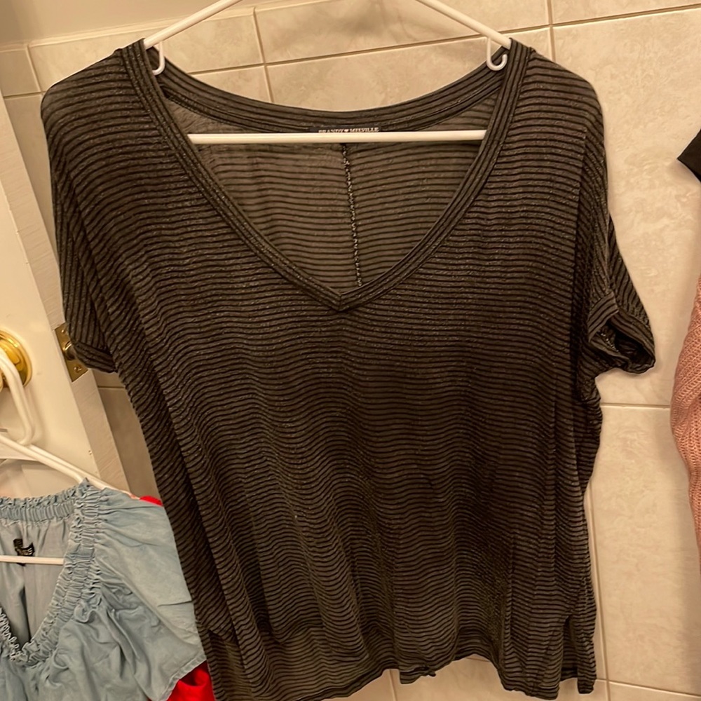 Brandy Melville striped v-neck shirt